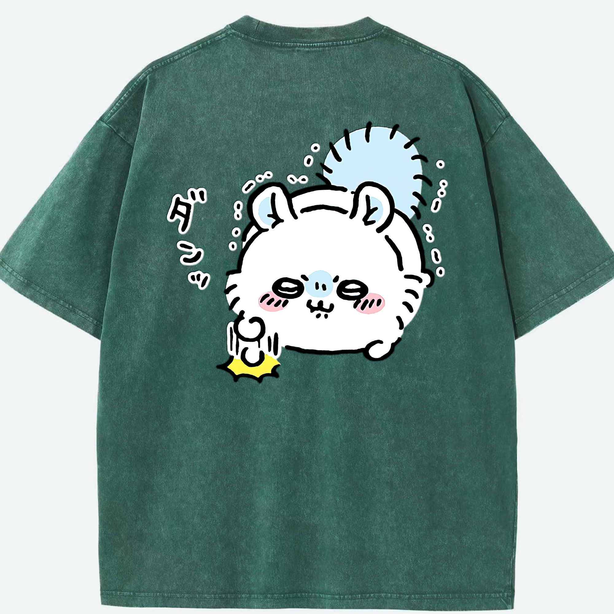 （画像用） ちいかわ モモンガ Chii-kawa Momonga 綿100% ヴィンテージ風 半袖Tシャツ（背面プリント）